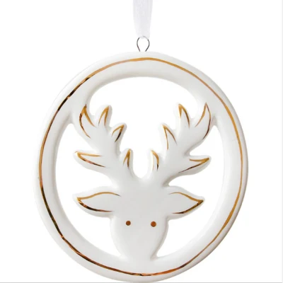 2020 Newest Christmas Tree Topper Gifts Ceramic X′mas Deer Hanging Ornament