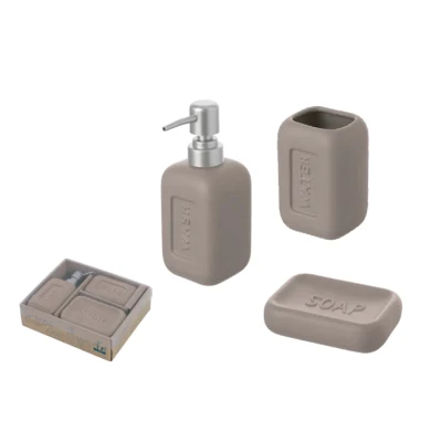 Ceramic Bathroom Accessories Grey Color Bathroom Set for Hotel Home Bath Decor Ceramic Bath Set