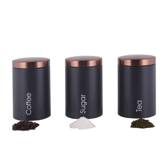 Household Kitchen 3 Piece Tea Coffee Sugar Canister Set