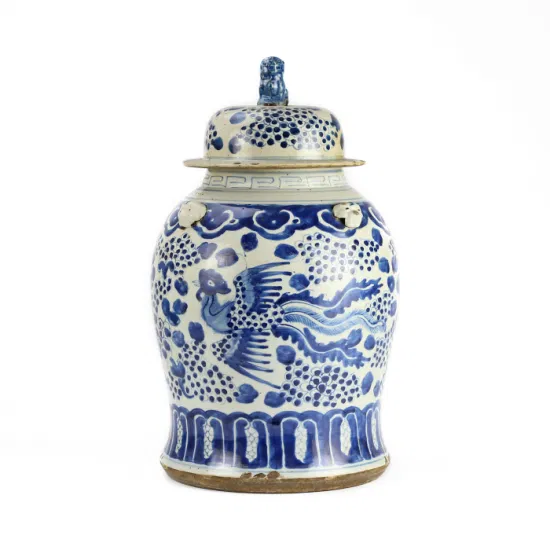 China Jingdezhen Blue and White Ceramic Flower Birds Porcelain Decoration Ginger Temple Jars