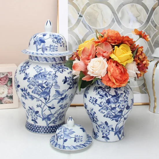 J213 Chinese Blue and White Antique Hand Painting Ginger Jar Sets Qing Home Decor Ceramic & Porcelain Vases